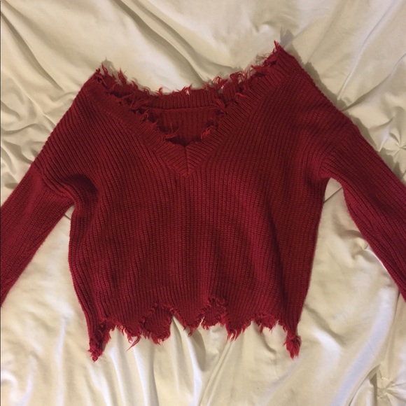 Distressed Red Sweater - Picture 2 of 6